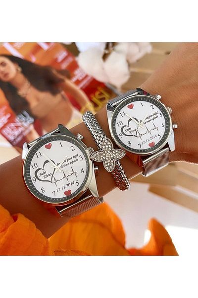 Spectrum Silver Color Lover Couple Wristwatches