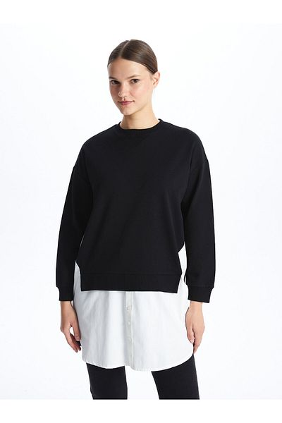LC Waikiki Oversize dámská mikina tunika Crew Neck Plain s dlouhým rukávem