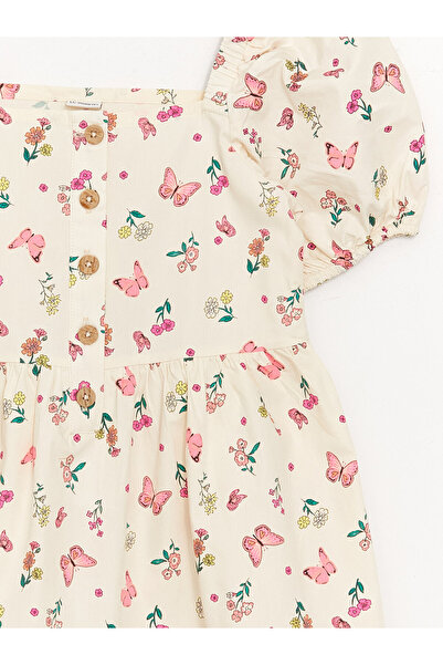 LC Waikiki Square Neck Floral Short Sleeve Girl's Dress