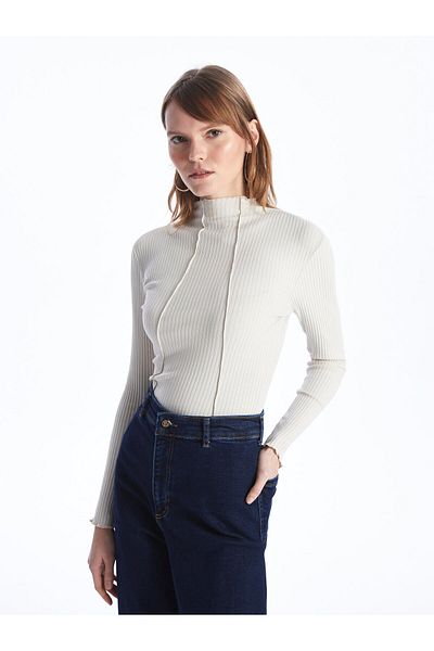 LC Waikiki High Collar Plain Long Sleeve Women's T-Shirt