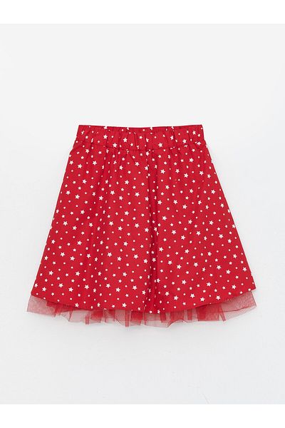 LC Waikiki Printed Girl's Skirt with Elastic Waist