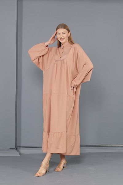 mervemoda Γυναικείο φόρεμα ισλαμικής ύφανσης γιακά hakim μεγάλου μεγέθους