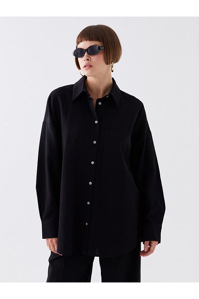 LC Waikiki Long Sleeve Oversize Linen Women's Shirt
