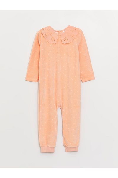 LC Waikiki Baby Collar Long Sleeve Polka Dot Patterned Baby Girl Jumpsuit