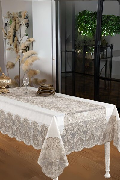 Finezza مفرش سفرة آنجل كتان كريمي مستطيل 160x230 سم - 1176