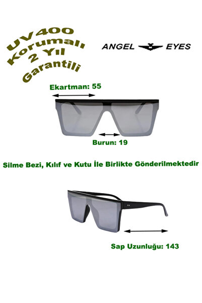 Angel Eyes Black Frame Smoked Glass Rectangular Unisex Sunglasses Ae312c3