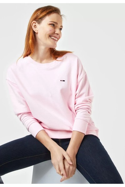 U.S. Polo Assn. KADIN PEMBE BİSİKLET YAKA SWEATSHİRT