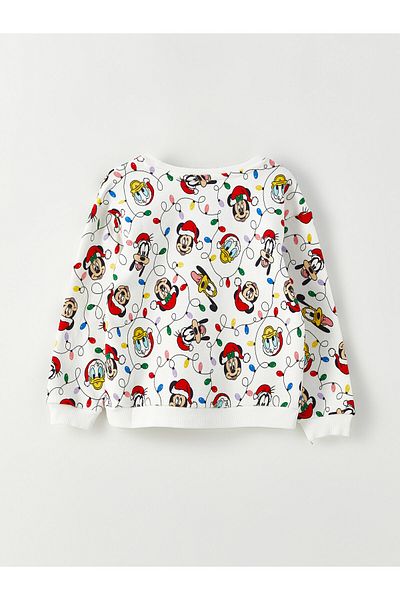 LC Waikiki Dívčí mikina s dlouhým rukávem s potiskem Mickey Mouse Crew Neck
