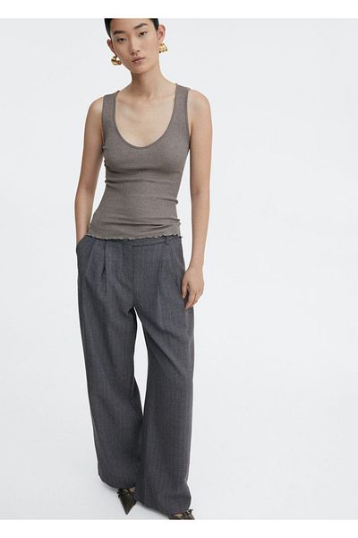 MANGO Woman Black Mulberry Silk Μπλούζα