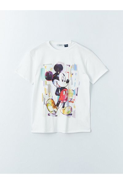 LC Waikiki Dámské tričko s potiskem Mickey Mouse - výstřih, krátký rukáv