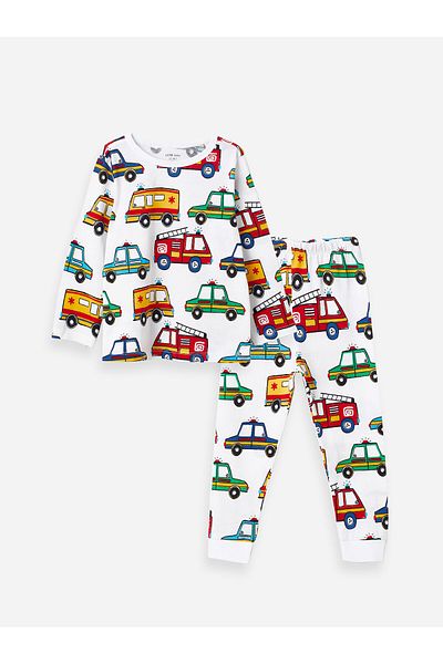 LC Waikiki Baby Boy - Crew nyakú és hosszú ujjú mintás pizsama szett