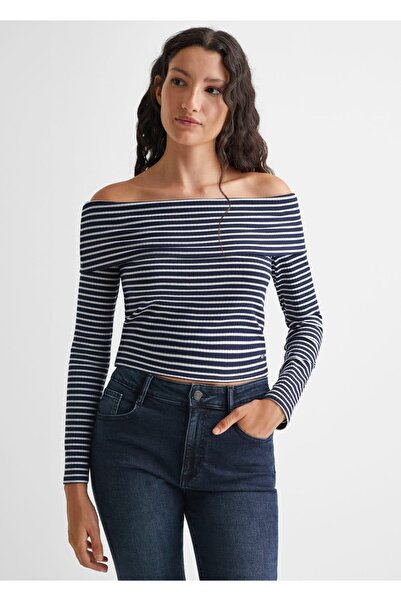 Mango Teen Otvorena prugasta majica sa ramenima