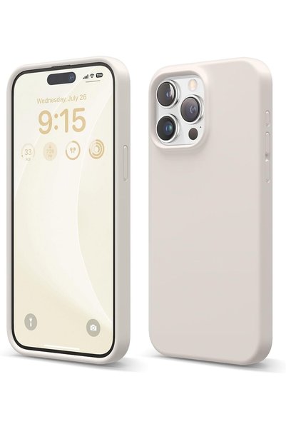 EDELFU Velvet Phone Case for iPhone 15 Pro Max Stone Color Silicone Cover