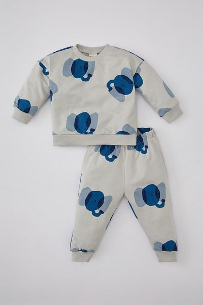 DeFacto Baby Boy Patterned Sweatshirt Sweatpants Set of 2 B3172A524Sp