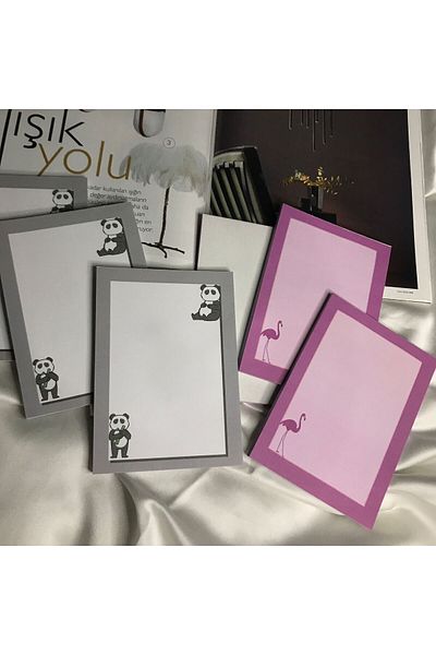 CASALINGHI Panda and Flamingo Memo Pad 2 Pieces Notepad Bear School Notebook 50 Sheets - 10.5X14.5 cm