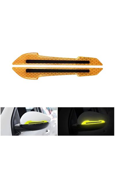 MeyZone Auto Vehicle Side Mirror Reflector Sticker Side Mirror Protector Sticker Cat Eye Yellow