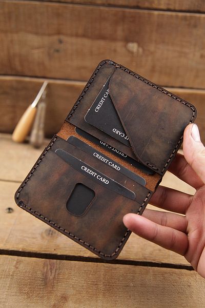 New Coast Leather 1900's Мъжки портфейл - естествена кожа, ръчна изработка