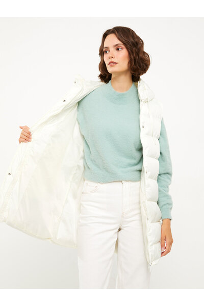 LC Waikiki Prošívaná vzorovaná dámská vesta s kapucí