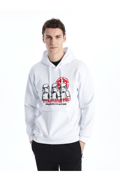 LC Waikiki Hosszú ujjú, nyomott férfi kapucnis pulóver