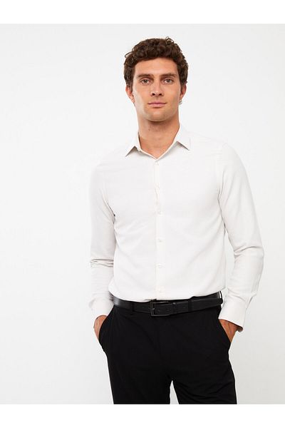 LC Waikiki Pánská košile - Slim Fit, Dlouhý rukáv, Dobby