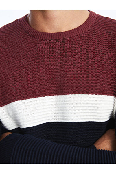 LC Waikiki Strickpullover für Herren – Rundhalsausschnitt, lange Ärmel, Farbblock