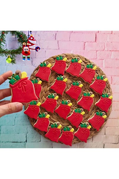 Tatlı Armağanlar Yılbaşı Kırmızı Hediye Çuvalı Butik Kurabiye - 20 Adet