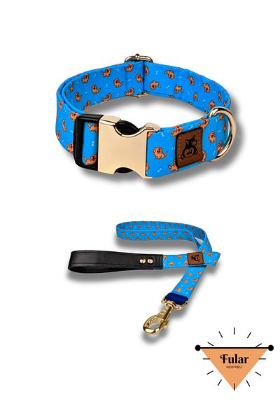 UTDpet Goldie Dog Collar and Travel Dispatch Strap Set (With Scarf Gift)