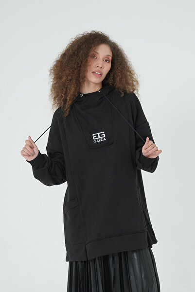 Garzia İtalia Kapüşonlu Kesik Detaylı Cepli Oversize Sweat