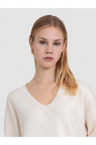 Serianno Yün ve Kaşmir Karışımlı V yaka Tunik