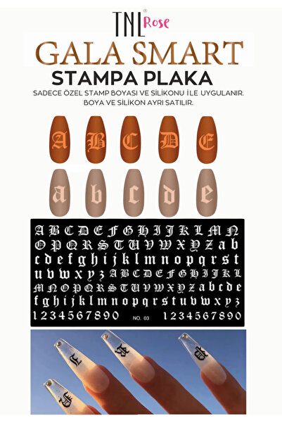 gala smart TNL ROSE GALA SMART Stampa Plakası Özel Harf Desenli Nail Art Dizayn
