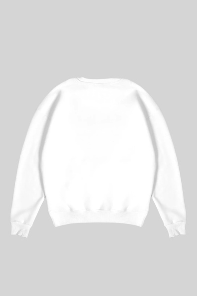 Bak Moda Основен бял суичър унисекс без качулка