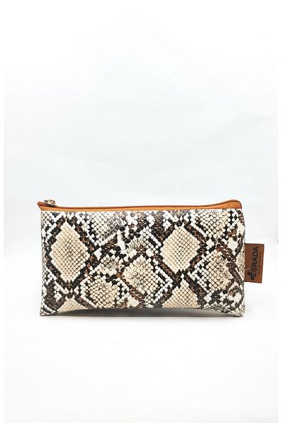 ESRADA Fake Snake Skin Light Brown Eyeglasses Case