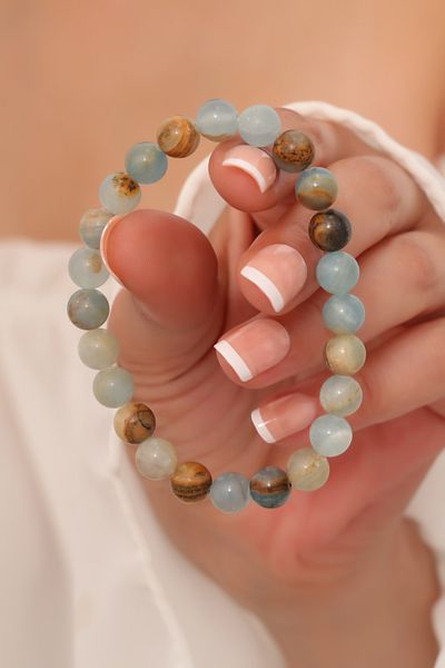 Dünya Doğal Taş Blue Calcite Stone Bracelet