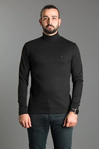 ZEKİ ÖZER Men's Black Plain Soft Half Turtleneck/turtleneck Sweater