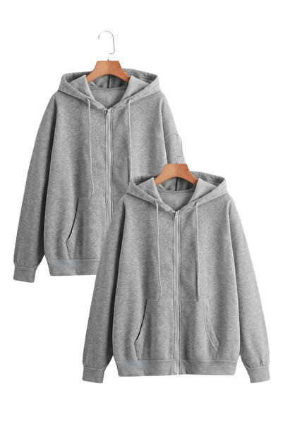 Nacar 14 Şubat Sevgililer Günü Çift Kombini Sweatshirt Hırka Kanguru Cep Kapi...