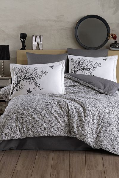 Hobby Byrurg Arianna Gray Poplin Double Duvet Cover Set - Byrnew