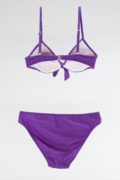 TooHot Purple Push-up Padded Bow Bottom Top Bikini Set