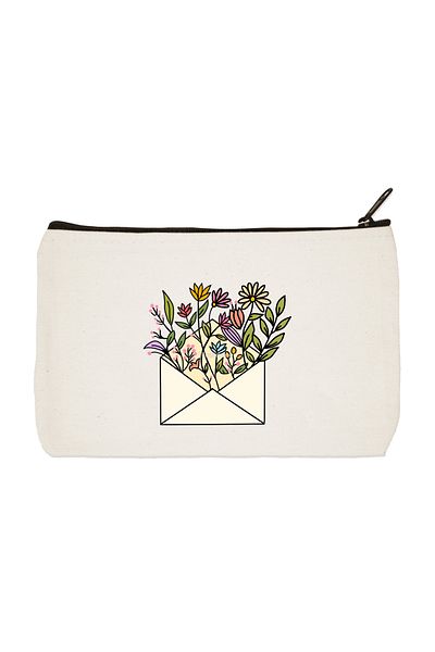 designedfy Letter Flowers εμπριμέ υφασμάτινη τσάντα μακιγιάζ Θήκη για στυλό Τσάντα χειρός