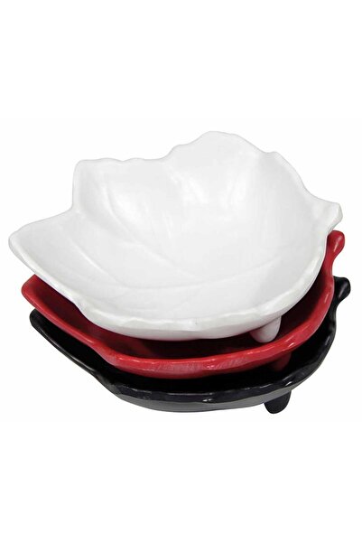 Globy Melamin Minimal Yaprak Kase, Sosluk Siyah 10 Cm 6'lı