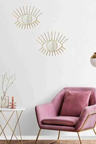 LUVIE Rattan Küçük Gold Göz Ayna