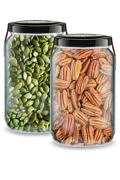 Zencefil Organik 2 Pieces of 660 cc Pure in Glass Jar - Bi Jar Pican Nut and Pumpkin Seeds Inside