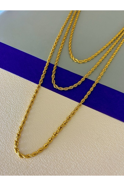 JEICON ATELIER 2 M Gold Renk 22 Ayar Altın Kaplama İnce Halat Zincir