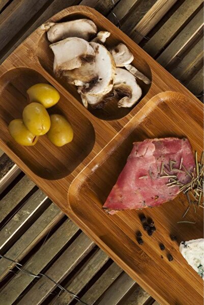 Globy طبق تقديم مقسم من الخيزران - صينية 34x13.8 سم