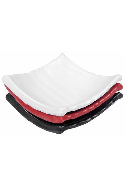 Globy Melamine Mini Square Sauce Plate Red 14x14 Cm Set of 6