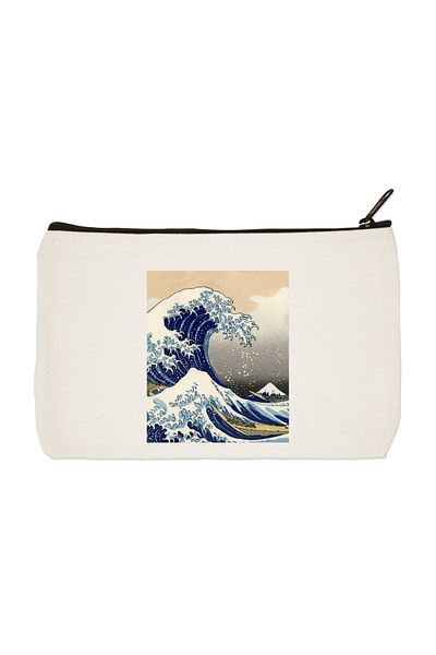 designedfy Hokusai Printed υφασμάτινη τσάντα μακιγιάζ, θήκη για στυλό, τσάντα χειρός