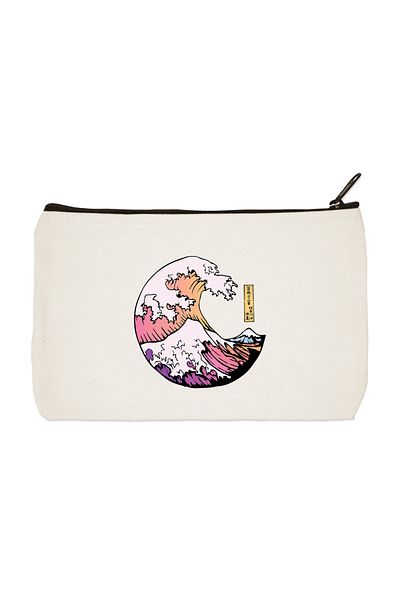designedfy Hokusai Wawe Printed υφασμάτινη τσάντα μακιγιάζ Θήκη για στυλό Τσάντα χειρός