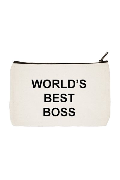 designedfy World Best Boss Printed υφασμάτινη τσάντα μακιγιάζ, θήκη για στυλό, τσάντα χειρός