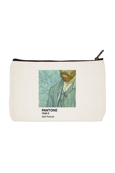 designedfy Pantone Self-Portrait τυπωμένη υφασμάτινη τσάντα μακιγιάζ, θήκη για στυλό, τσάντα χειρός