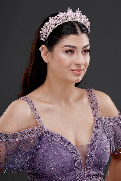 Simay Aksesuar KRİSTAL BONCUKLU GELİN DÜĞÜN KINA NİŞAN NİKAH TACI