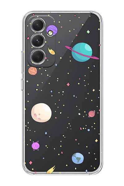 shoptocase حافظة هاتف شفافة بنمط الكواكب المتوافقة مع هاتف Galaxy A54 5g